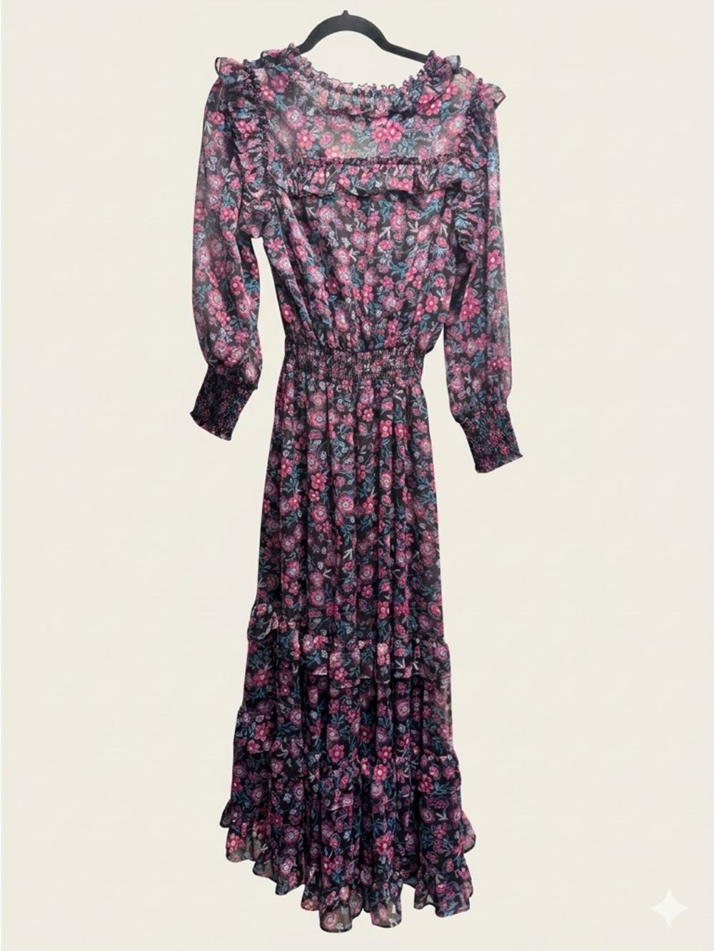 Misa‎ Los Angeles Virginie Maxi Dress Electric Ditsy Boho Party Sheer Feminine - Picture 4 of 15